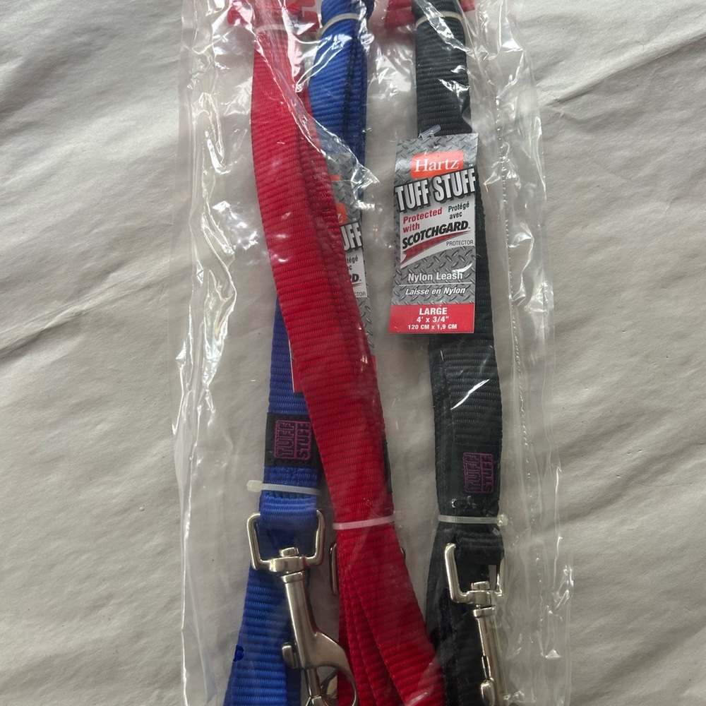 Hartz Tuff Stuff Dog Leash - Red, Blue, and Black
